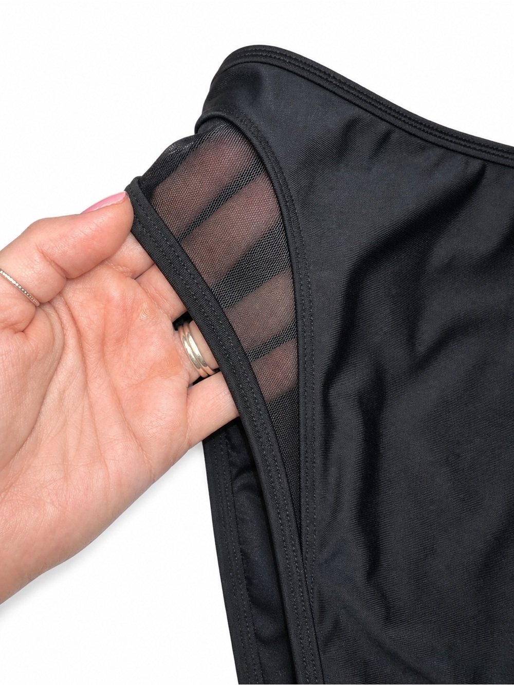 Bravissimo Black High Waisted Bikini Bottom w/ Mesh Sides | Size M
